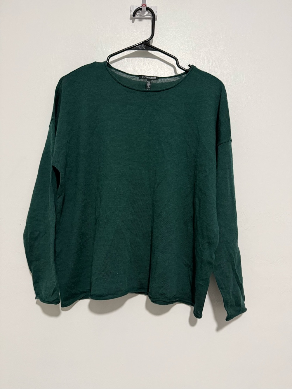 Eileen Fisher Merino Wool Top Womens Medium Long Sleeve Green